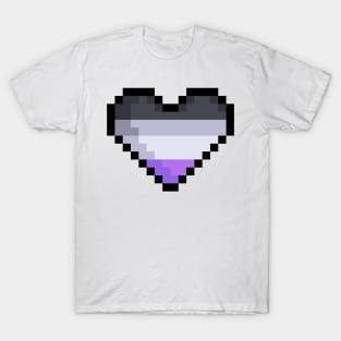 Pixel Asexual Flag Heart T-Shirt